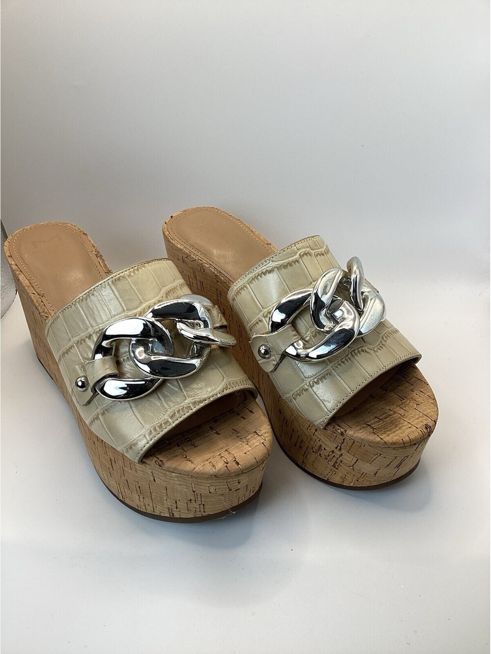 Mark Fisher LTD Venerable 2 Mock Croc Wedge Sandals Slip On Platform Size 7